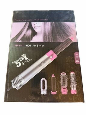 BNIB TP-5+1 Hot Air Styler 5-in-1 Multi-Styler Hair Tool Set - Pink/Silver